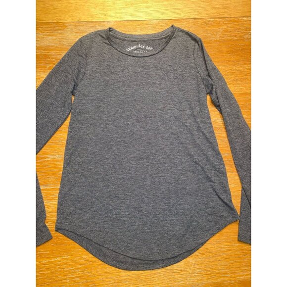 Charcoal Gray Long Sleeve Seriously Soft Perfect Tee - Picture 1 of 3